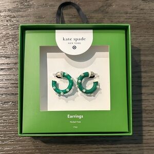 Kate Spade Emerald Green Earrings with Pearl Details